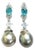 Bochic "Orient" Vintage Blue Appetite & White Topaz Earrings Set 18K Gold&Silver For Sale