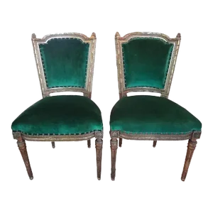 Pair of Mid 19th Century Louis XVI Style Giltwood Side Chairs