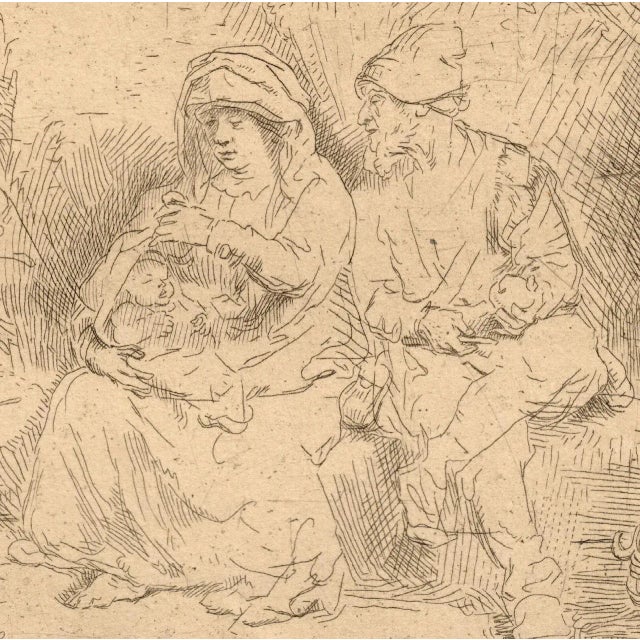 "Rest on the Flight" Old Master Print After Rembrandt Mid 20th Century For Sale In Reno/Lake Tahoe - Image 6 of 8