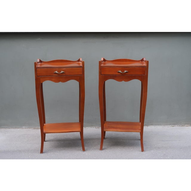 1970s Pair of French Louis XV Style Side Tables Nightstands For Sale - Image 9 of 15