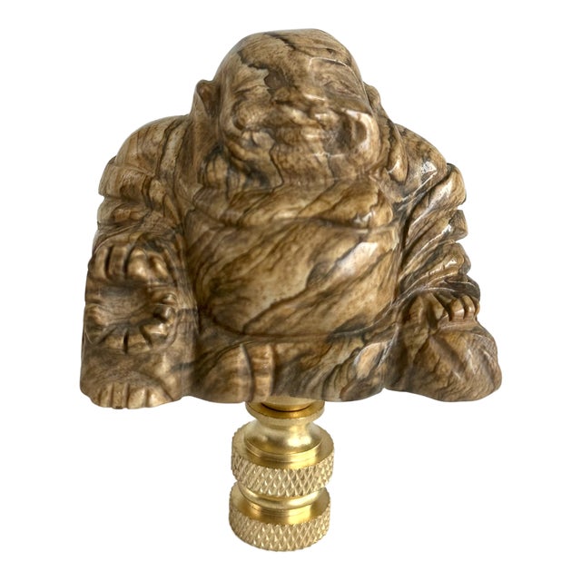 Jasper Buddha Lamp Finial on Brass Hardware For Sale