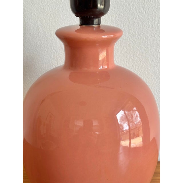 Contemporary 1970s Small Salmon Pink Ceramic Lamp For Sale - Image 3 of 6