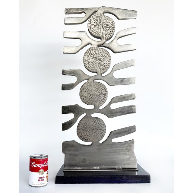 Modern 1980s Vintage Forged Brutalist Abstract Stainless Sculpture, Style of Leo Amino For Sale - Image 3 of 10