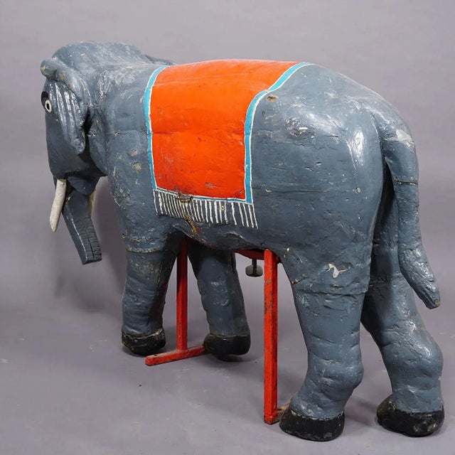 Rare Antique Children Carousel Elefant, Germany Early 20th Century For Sale - Image 6 of 8