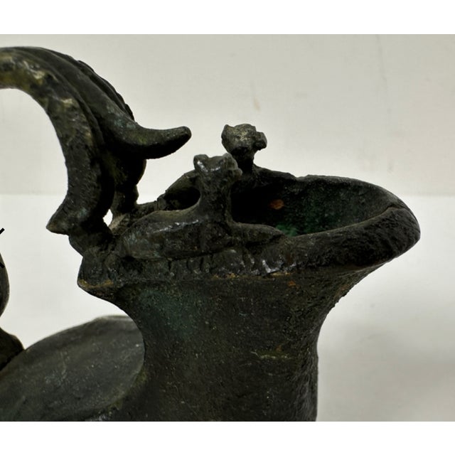 Antique 19th Century Bronze Grand Tour Askos Pouring Vessel Made in the Roman Style 4w X 4h For Sale In Los Angeles - Image 6 of 14