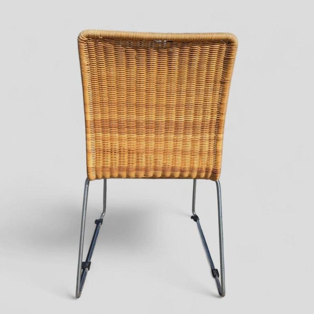 1970s Mid-Century Modern Rattan and Chrome Side Chair, 1970s For Sale - Image 5 of 6