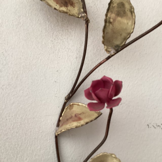 Curtis Jere Rare Vintage Enameled Floral Wall Sculpture by Curtis Jere Circa 1960s For Sale - Image 4 of 12