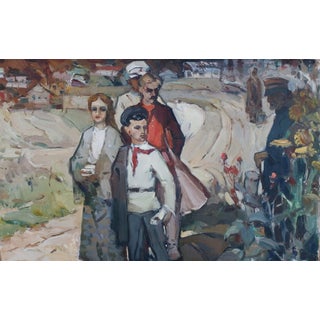 Original Oil Painting, Ukrainian Artist Kiselev, Socialist Realism, 1970 50-79 For Sale