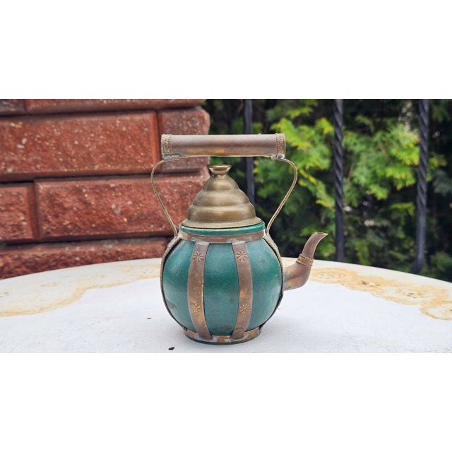 Brown Art Deco Ceramic Jug with Brass Fittings, 1920s For Sale - Image 8 of 8