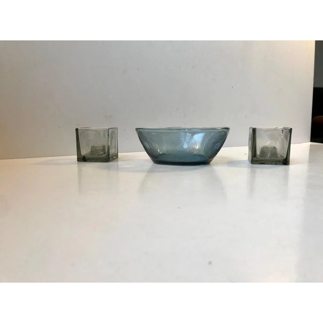 Cubist Candleholders and Bowl Set by Per Lütken for Holmegaard, 1970s, Set of 3 For Sale - Image 9 of 9