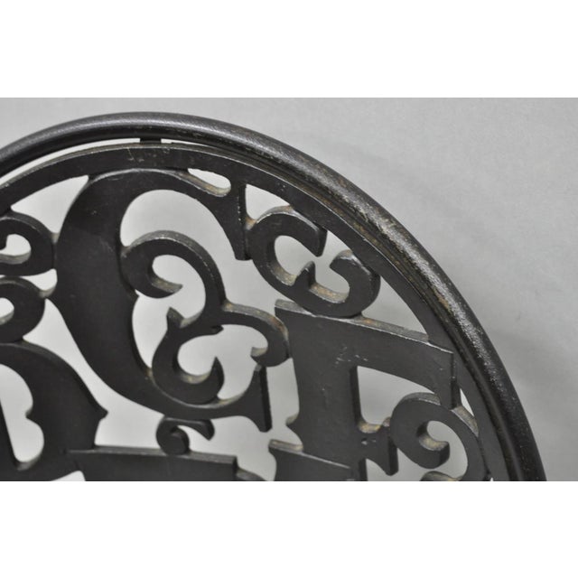 Black Mid 20th Century Arthur Umanoff Style for Shaver Howard "Peace & Love" Wrought Iron Bistro Side Chair For Sale - Image 8 of 11