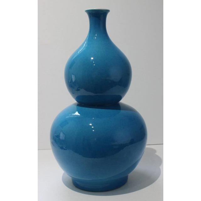 Contemporary Double Gourd Vase 2ft High Turquoise For Sale - Image 3 of 13