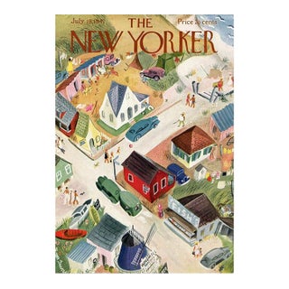 1947 Vintage New Yorker Magazine Cover, July 19, Roger Duvoisin Original Cover, Seashore For Sale