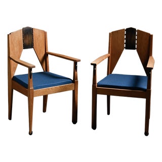 Amsterdamse School Oak Armchairs by J.J. Zijfers, 1928, Set of 2 For Sale