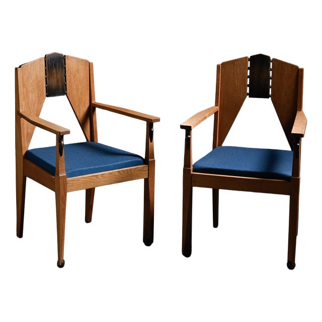 Amsterdamse School Oak Armchairs by J.J. Zijfers, 1928, Set of 2 For Sale