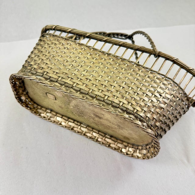 French Woven Silver Metal Wine Bottle Carrier and Server - 1930s For Sale - Image 16 of 17