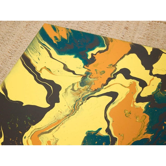 Wood Vintage Marbled Abstract Square Side Table For Sale - Image 7 of 9