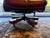 Burgundy Vintage Presidential Tufted Oxblood Leather & Mahogany Reclining Executive Swivel Office Chair For Sale - Image 8 of 8