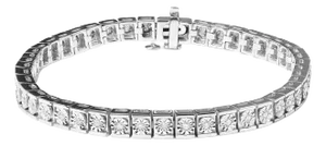 .925 Sterling Silver 1/4 Cttw Miracle Set Diamond and Bead Link 7.25" Tennis Bracelet