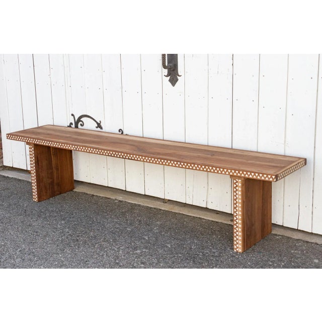 Long Parson Mother of Pearl Inlay Bench For Sale - Image 4 of 10