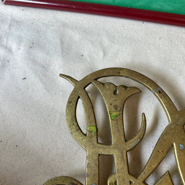 Up for consideration is a beautiful vintage large brass Williamsburg trivet. This is a lovely piece that would look...