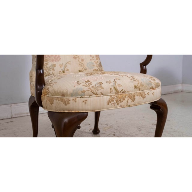 1970s Pair Kittinger Queen Anne Mahogany Upholstered Armchairs For Sale - Image 10 of 18