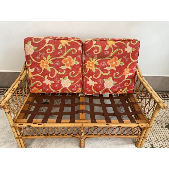 1970s Mid-Century Modern Broyhill Boho Rattan & Bamboo 2-Seater Sofa For Sale - Image 17 of 18