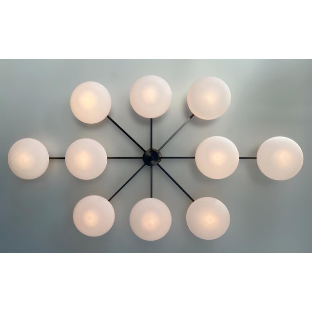 Fabio Ltd 21st Century Dieci Satin Black Nickel Matte White Murano Flush Mount by Fabio LTD For Sale - Image 4 of 6