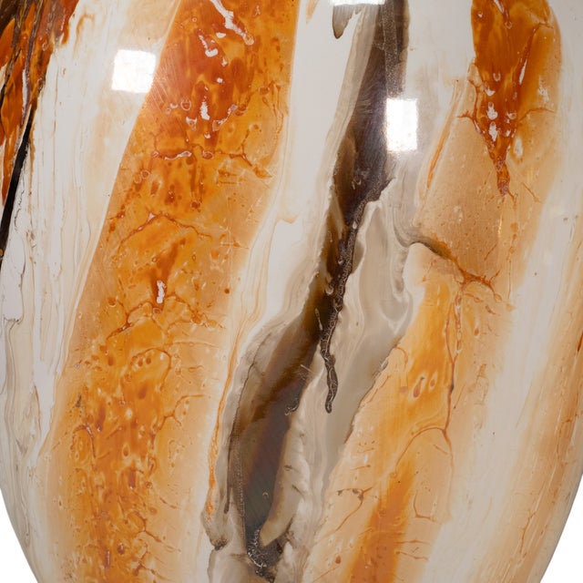 Vintage Morris Greenspan Marbled Glazed Drip Ceramic Table Lamps - Pair For Sale - Image 16 of 17