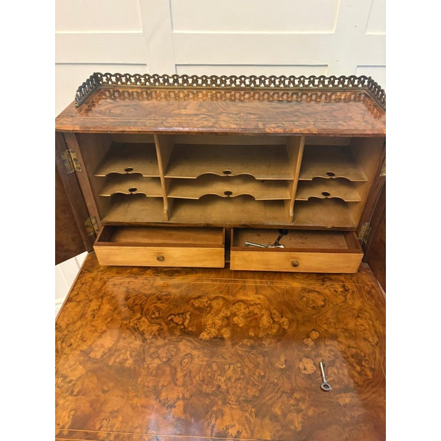 Antique Victorian Burr Walnut Davenport Desk, 1860 For Sale - Image 17 of 18