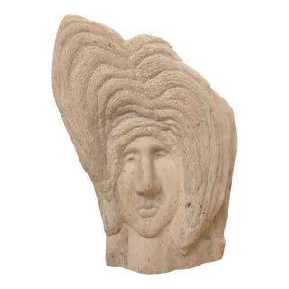 Stone Sculpture Abstract Face Unique Art Piece Heavy Mineral Rock Carving For Sale