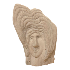 Stone Sculpture Abstract Face Unique Art Piece Heavy Mineral Rock Carving