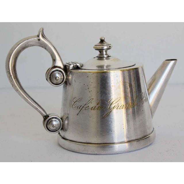 Art Deco Silvered Tea Pot from" Cafe du Grand Hotel" France For Sale - Image 4 of 13