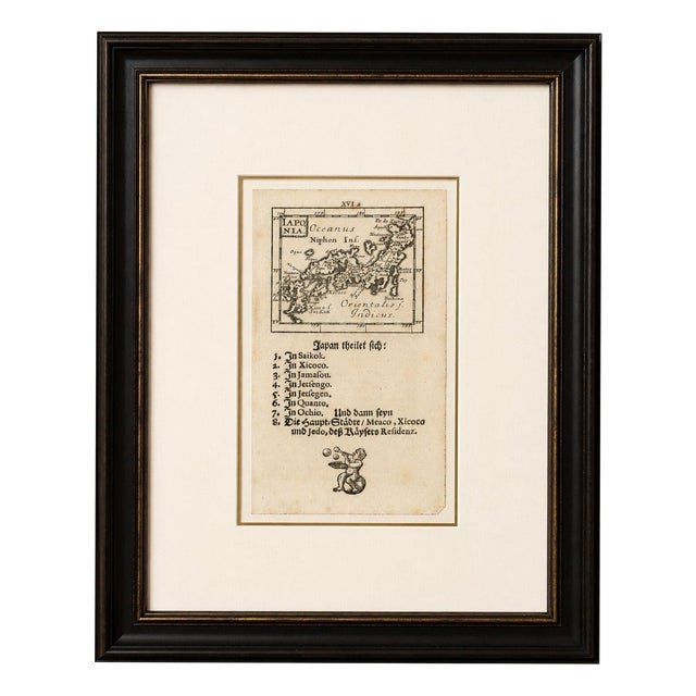 Mallet Miniature Map of Japan Iaponia with German Text, 1683 For Sale