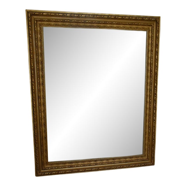 Vintage Ornate Gold Traditional Style Wood & Composite Rectangular Mirror For Sale
