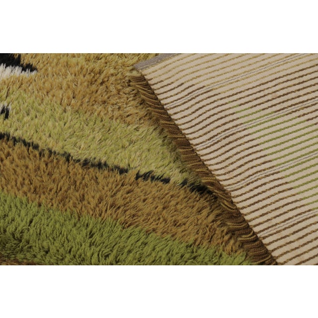Beige Vintage Swedish Rya Rug, Forest Tones With Vertical Geometry - Rug & Kilim For Sale - Image 8 of 10