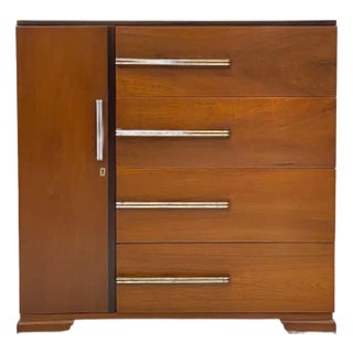 1970s Mid Century Modern Teak and Chrome Chest of Drawers Dresser For Sale