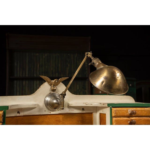 1910s–1920s Industrial Watchmaker's Workbench With Faries Brass Lamp For Sale In Chicago - Image 6 of 7