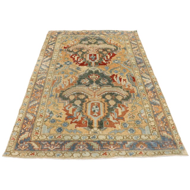 Italian Vintage Persian Heriz Runner Rug - 04'04 X 06'05 For Sale - Image 3 of 9