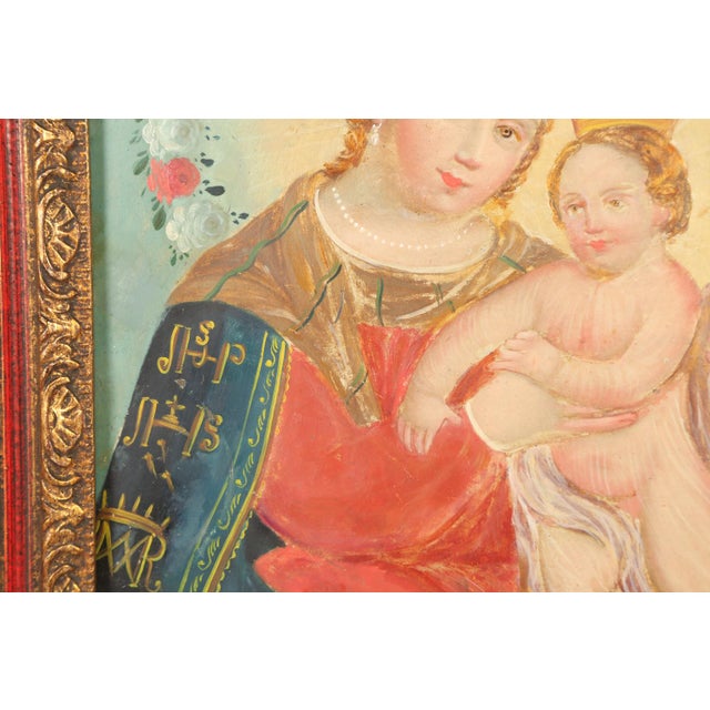 19th Century Our Lady of Refuge for Sinner, Oil on Tin, 19th Century For Sale - Image 5 of 10