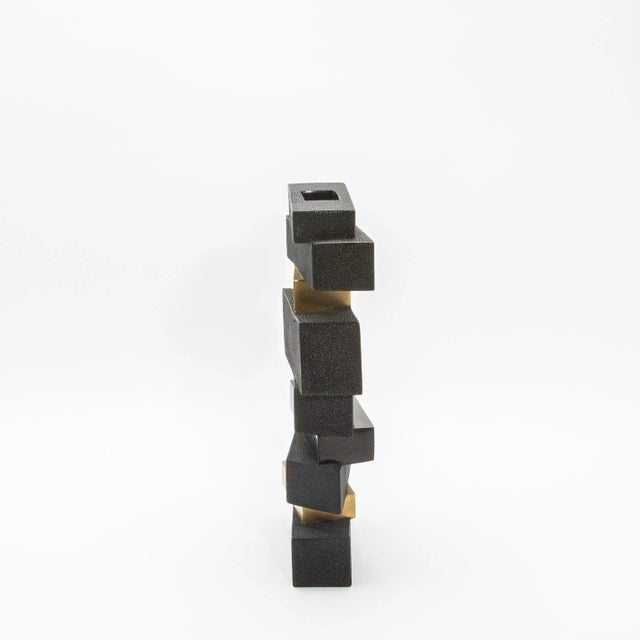 2020s Modern Vase in Black Shagreen With Shell and Brass Details by Kifu Paris For Sale - Image 5 of 6