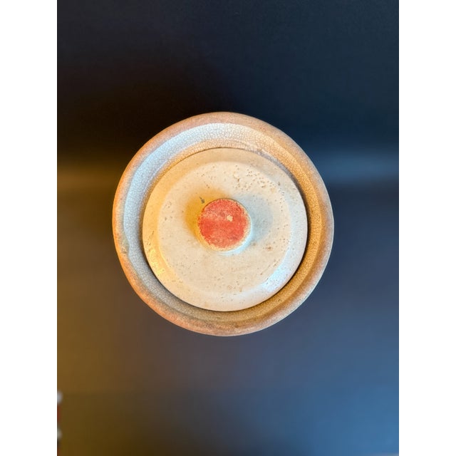 Antique Off White Salt Glazed Crock With Lid For Sale - Image 11 of 11