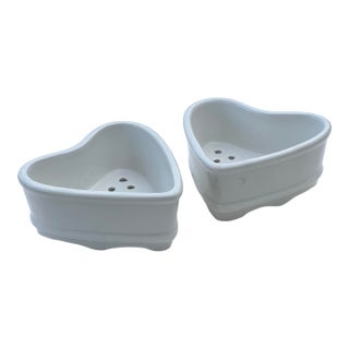 Vintage French White Ironstone Heart Cheese Mold Coeur a La Creme For Sale