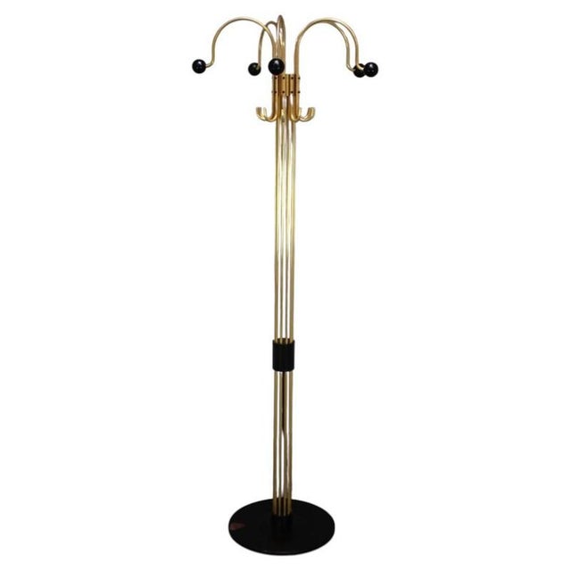 Italian Brass Coat Rack with Black Wooden Finials, 1980 For Sale - Image 12 of 12