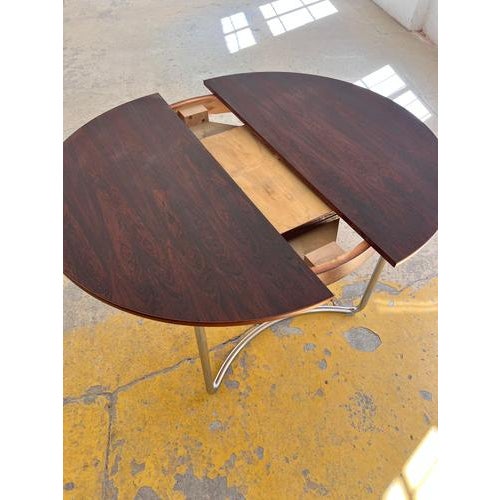 Round Dining Table in Chrome and Walnut Finish For Sale - Image 4 of 11