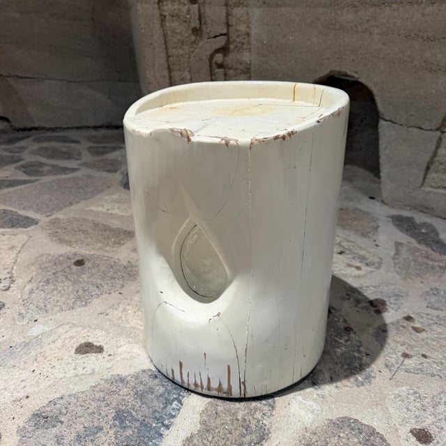 1970s Patinated Pine Wood Stool in the Style of Charlotte Perriand For Sale - Image 10 of 11