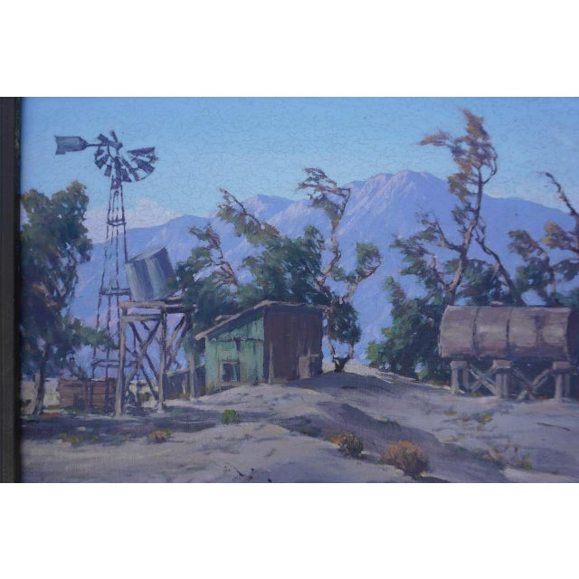 Unusual Painting by Frey depicting I think what might be an abandoned Farm or Rancho hence the title. Art 12 x 16 Frame...