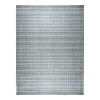 5x8 Timeless Celia Gray Kilim Minimalist Grid Modern Flatweave Wool Carpet Rug For Sale