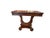 Classic Lexington console table showcasing an elegant Regency-inspired lyre pedestal resting on sculptural scroll feet....