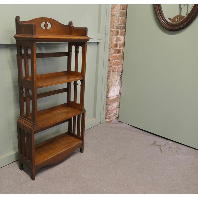 Art and Crafts Open Front Bookcase in Golden Oak, 1880 For Sale - Image 3 of 8